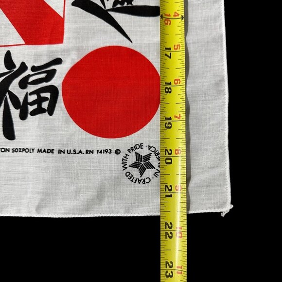 Vintage Japan Rising Sun Bandanna USA Made Karate Kid Style 1980s Red White - Picture 6 of 7
